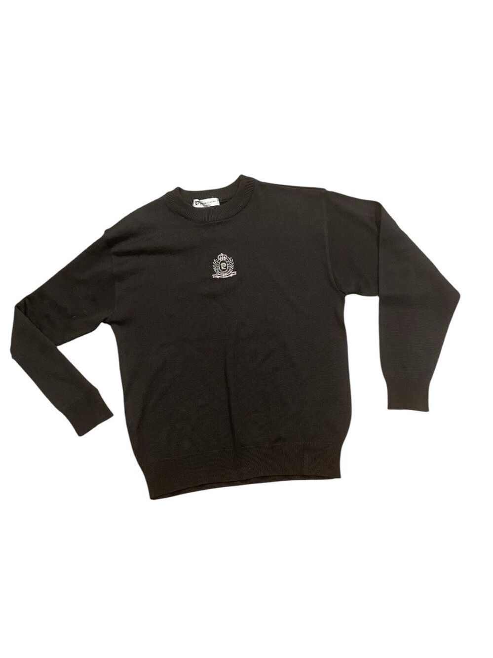 Pierre Cardin M navy crewneck long sleeve knit embroidered crest vintage sweater